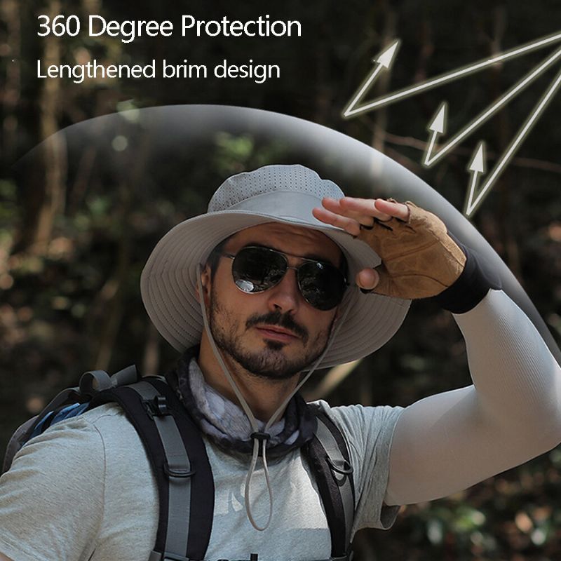 Hombres Protección De 360 Grados Ala Ancha Pesca Al Aire Libre Escalada Protección Uv Sombrilla Impermeable Transpirable Sombrero De Cubo