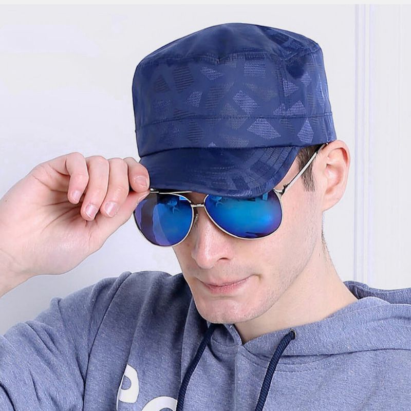 Hombres Sombrero Plano Informal De Secado Rápido Con Impresión Al Aire Libre Sombrero Militar Gorra Con Visera