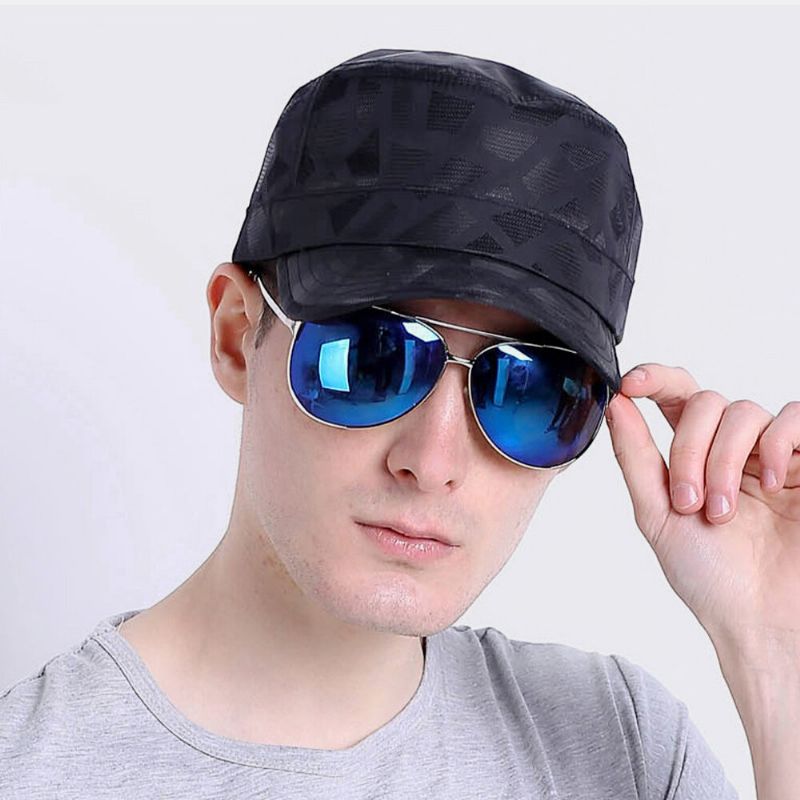 Hombres Sombrero Plano Informal De Secado Rápido Con Impresión Al Aire Libre Sombrero Militar Gorra Con Visera