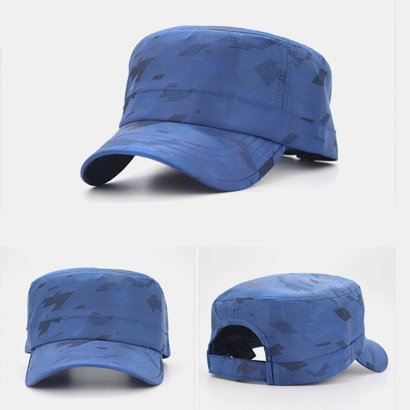 Hombres Sombrero Plano Informal De Secado Rápido Con Impresión Al Aire Libre Sombrero Militar Gorra Con Visera