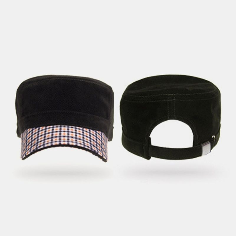 Hombres Terciopelo Color De Contraste Visera Cálida Deporte Informal Sombrero Militar Sombrero Plano Gorra Con Visera