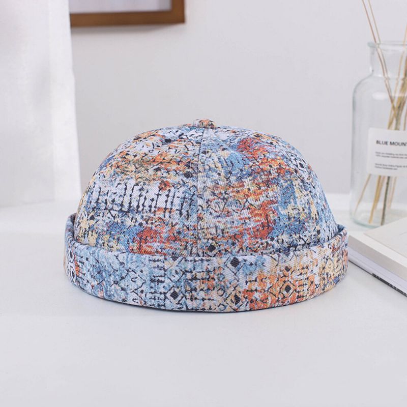 Hombres Y Mujeres Algodón Colorido Hip-hop Sombrilla Ajustable Gorra Fina De Propietario Gorro Sin Ala Gorro De Calavera