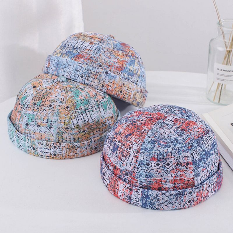 Hombres Y Mujeres Algodón Colorido Hip-hop Sombrilla Ajustable Gorra Fina De Propietario Gorro Sin Ala Gorro De Calavera