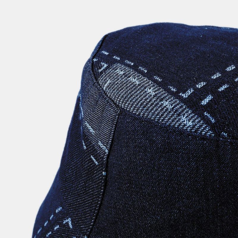 Hombres Y Mujeres Retro Patchwork Denim Al Aire Libre Todo-fósforo Viaje Sombrilla Sombrero De Pesca Sombrero De Cubo