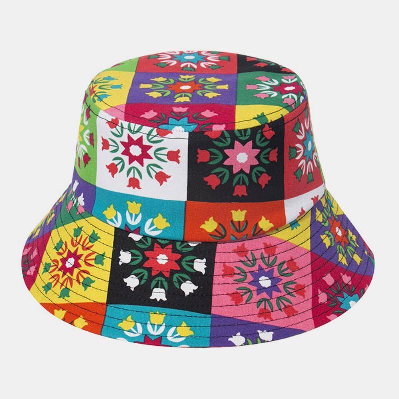 Impresión De Flores De Colores Unisex Sombrero De Sombrilla De Viaje Informal Al Aire Libre Sombrero De Cubo