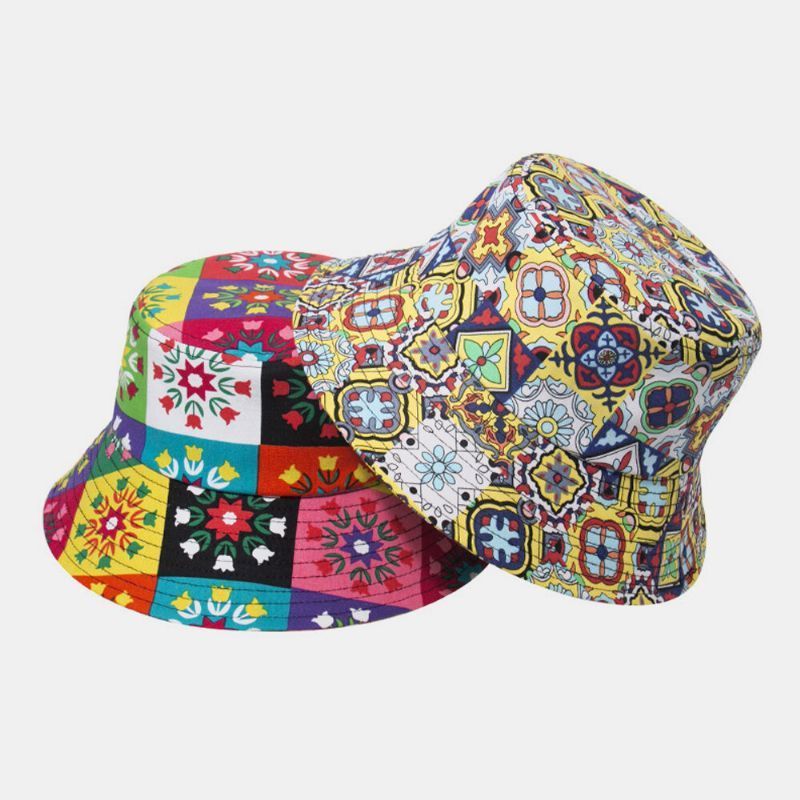 Impresión De Flores De Colores Unisex Sombrero De Sombrilla De Viaje Informal Al Aire Libre Sombrero De Cubo