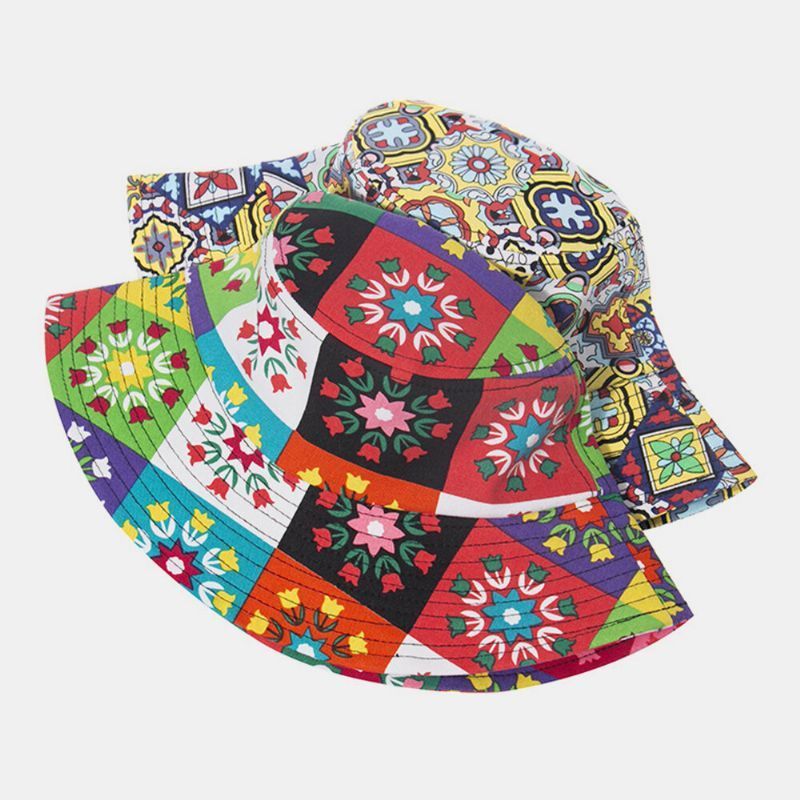 Impresión De Flores De Colores Unisex Sombrero De Sombrilla De Viaje Informal Al Aire Libre Sombrero De Cubo