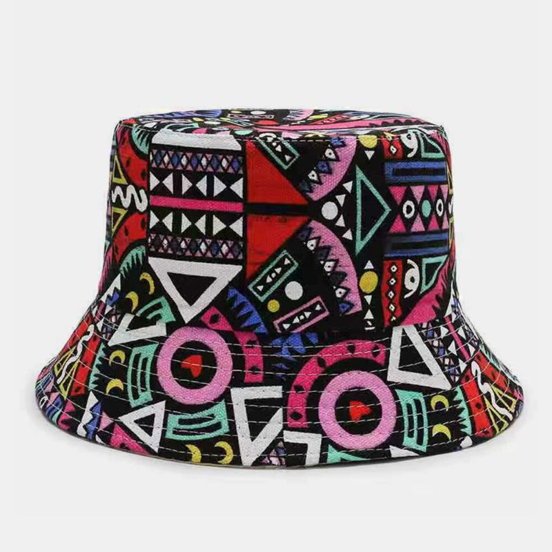 Lona Unisex Dibujos Animados De Colores Geometría Patrón Floral Sombrilla Informal Sombrero De Cubo