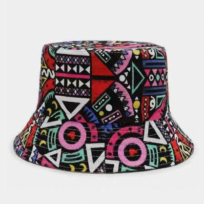 Lona Unisex Dibujos Animados De Colores Geometría Patrón Floral Sombrilla Informal Sombrero De Cubo