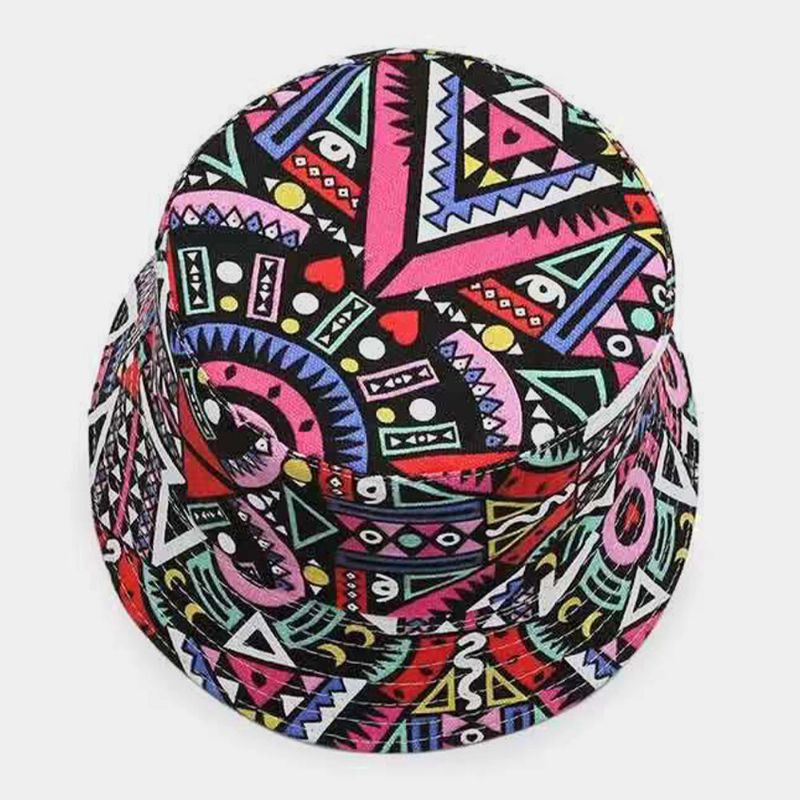 Lona Unisex Dibujos Animados De Colores Geometría Patrón Floral Sombrilla Informal Sombrero De Cubo