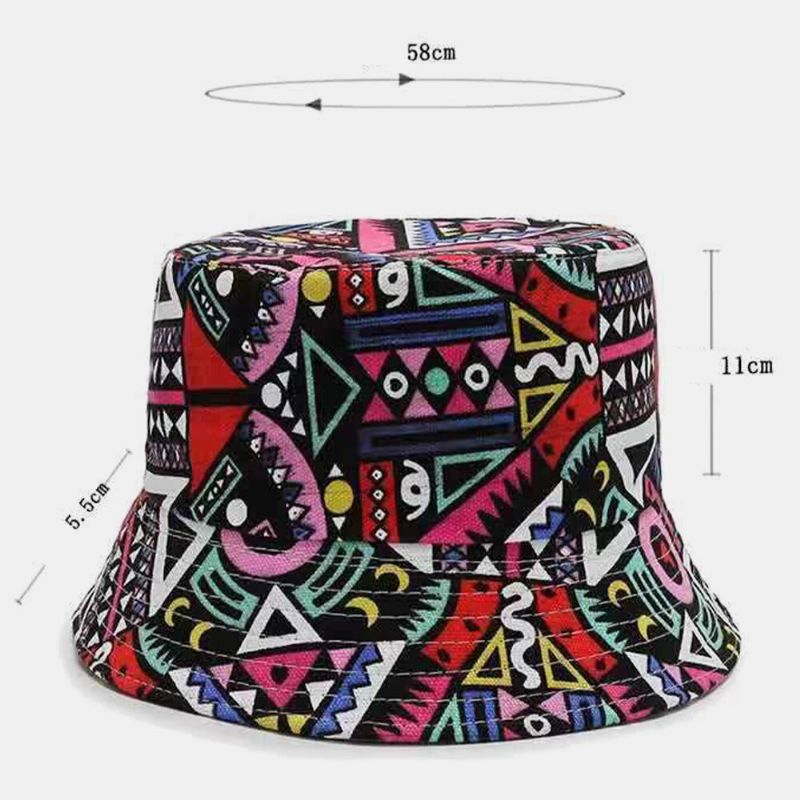 Lona Unisex Dibujos Animados De Colores Geometría Patrón Floral Sombrilla Informal Sombrero De Cubo