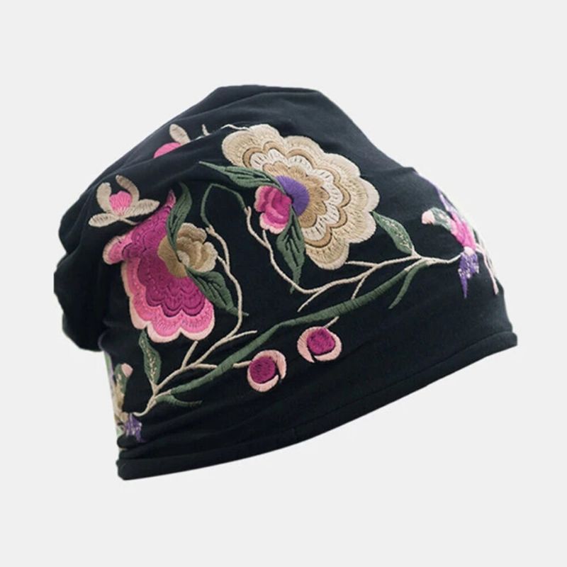 Mujeres Algodón Bordado Estampado De Flores Gorro De Estilo Étnico Gorro De Turbante Transpirable