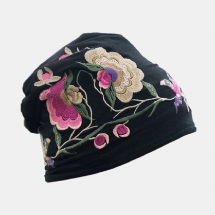 Mujeres Algodón Bordado Estampado De Flores Gorro De Estilo Étnico Gorro De Turbante Transpirable