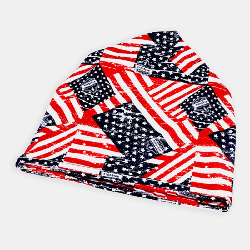 Mujeres Algodón Estrellas Rayas Patrón Bandera De América Personalidad Casual Elástico De Doble Uso Protección Del Cuello Beanie Bufanda