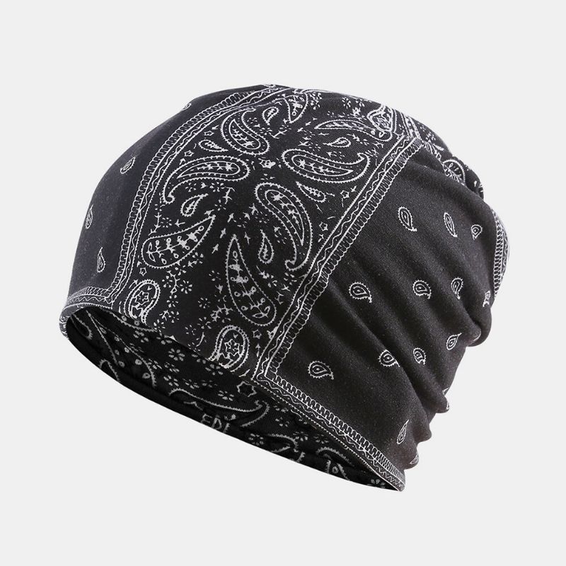 Mujeres Algodón Multiusos Impresión Beanie Cap Cuello Polaina Escudo Facial Sombreros Bandana