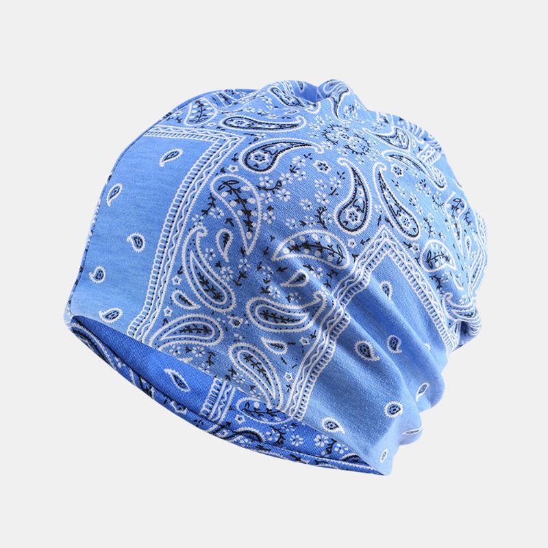 Mujeres Algodón Multiusos Impresión Beanie Cap Cuello Polaina Escudo Facial Sombreros Bandana