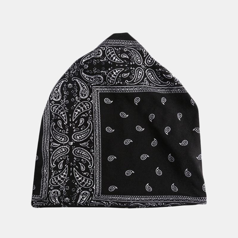 Mujeres Algodón Multiusos Impresión Beanie Cap Cuello Polaina Escudo Facial Sombreros Bandana