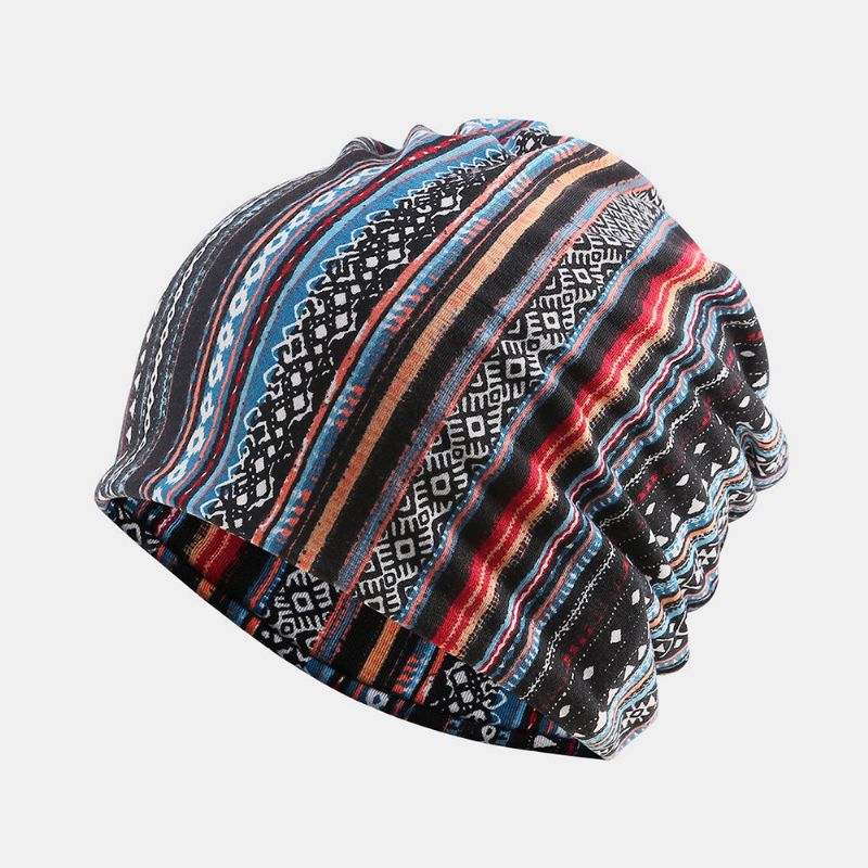 Mujeres Algodón Multiusos Impresión Beanie Cap Cuello Polaina Escudo Facial Sombreros Bandana