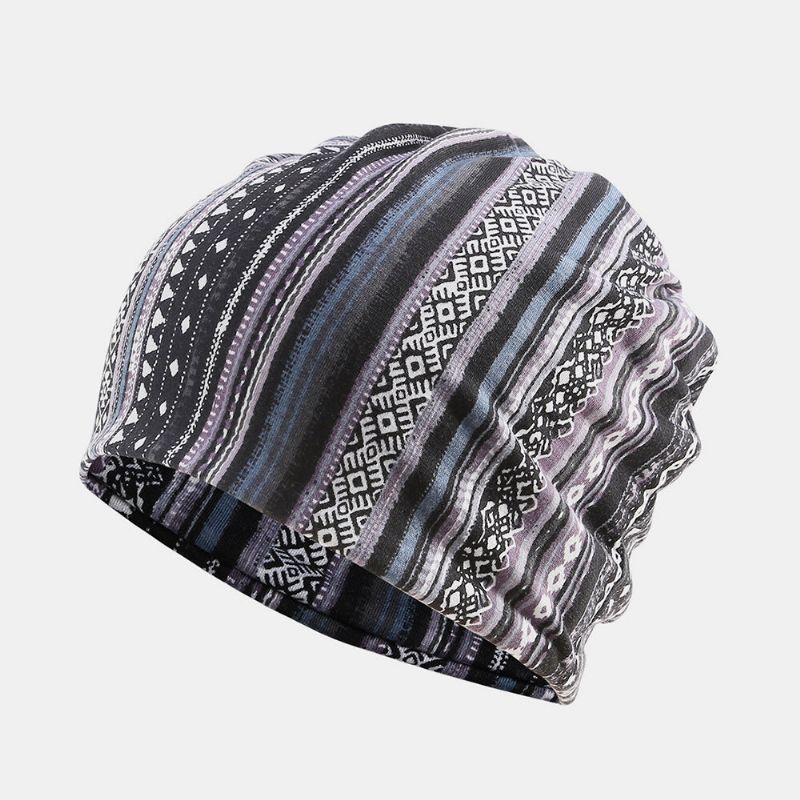 Mujeres Algodón Multiusos Impresión Beanie Cap Cuello Polaina Escudo Facial Sombreros Bandana