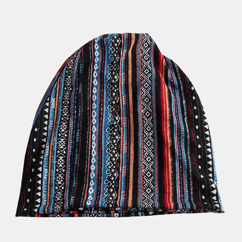 Mujeres Algodón Multiusos Impresión Beanie Cap Cuello Polaina Escudo Facial Sombreros Bandana