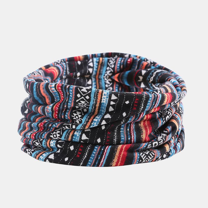 Mujeres Algodón Multiusos Impresión Beanie Cap Cuello Polaina Escudo Facial Sombreros Bandana