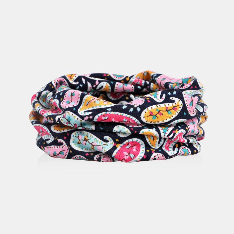 Mujeres Algodón Multiusos Impresión Beanie Cap Cuello Polaina Escudo Facial Sombreros Bandana