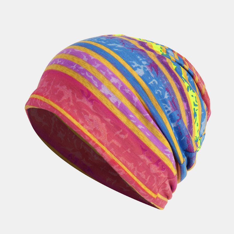 Mujeres Algodón Multiusos Impresión Beanie Cap Cuello Polaina Escudo Facial Sombreros Bandana