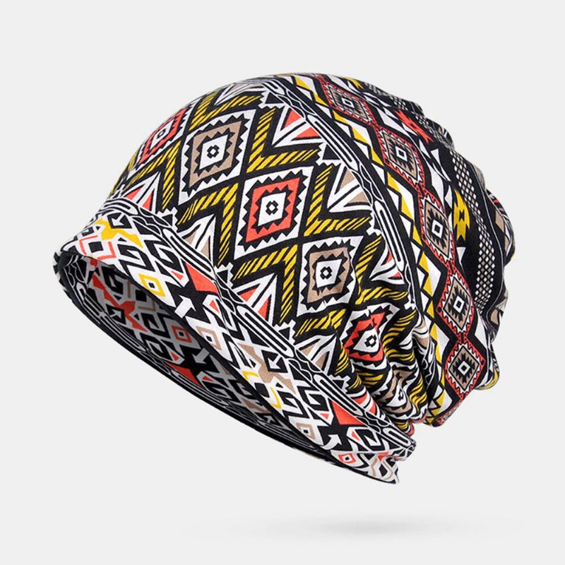 Mujeres Algodón Multiusos Impresión Beanie Cap Cuello Polaina Escudo Facial Sombreros Bandana