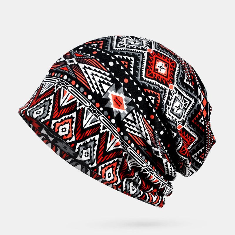 Mujeres Algodón Multiusos Impresión Beanie Cap Cuello Polaina Escudo Facial Sombreros Bandana