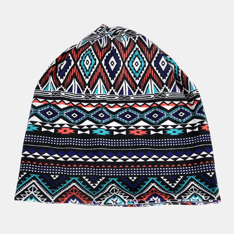 Mujeres Algodón Multiusos Impresión Beanie Cap Cuello Polaina Escudo Facial Sombreros Bandana