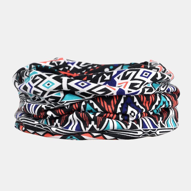 Mujeres Algodón Multiusos Impresión Beanie Cap Cuello Polaina Escudo Facial Sombreros Bandana