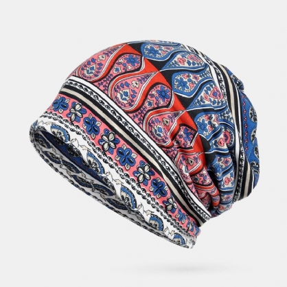 Mujeres Algodón Multiusos Impresión Beanie Cap Cuello Polaina Escudo Facial Sombreros Bandana