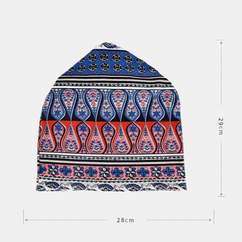 Mujeres Algodón Multiusos Impresión Beanie Cap Cuello Polaina Escudo Facial Sombreros Bandana