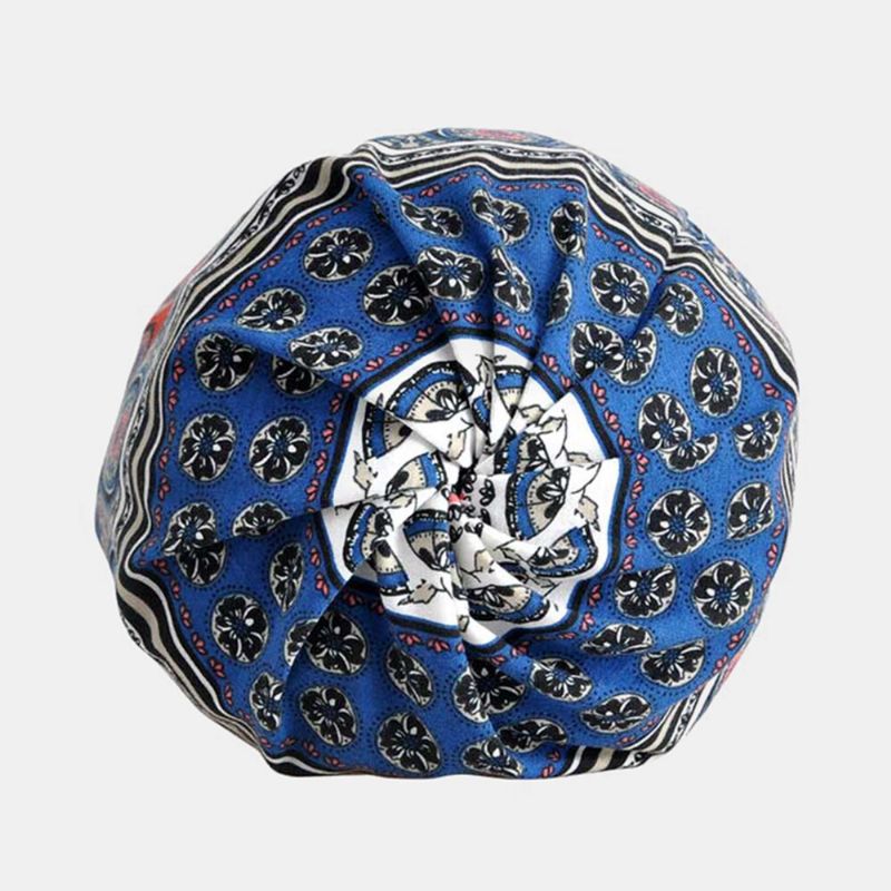 Mujeres Algodón Multiusos Impresión Beanie Cap Cuello Polaina Escudo Facial Sombreros Bandana