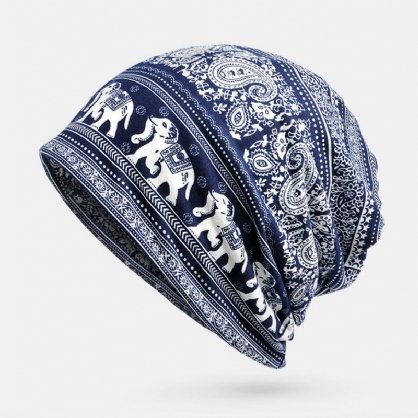 Mujeres Algodón Multiusos Impresión Beanie Cap Cuello Polaina Escudo Facial Sombreros Bandana