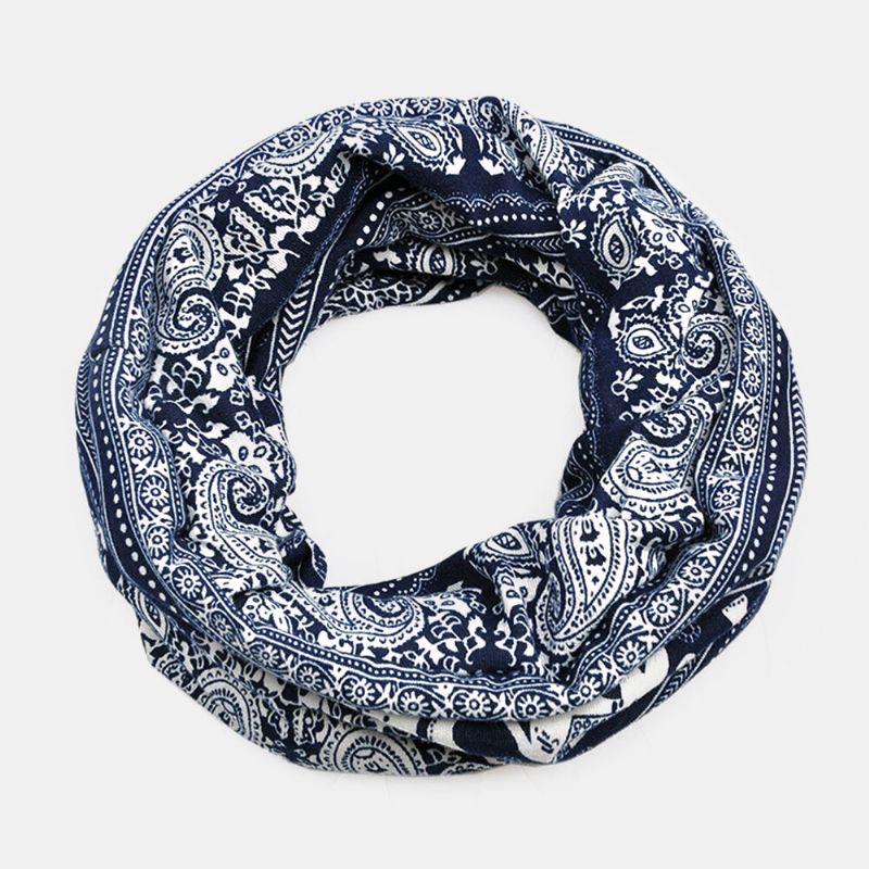 Mujeres Algodón Multiusos Impresión Beanie Cap Cuello Polaina Escudo Facial Sombreros Bandana