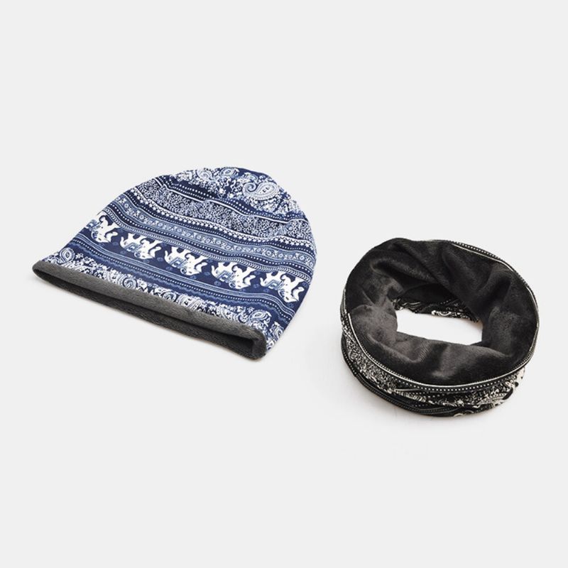 Mujeres Algodón Multiusos Impresión Beanie Cap Cuello Polaina Escudo Facial Sombreros Bandana