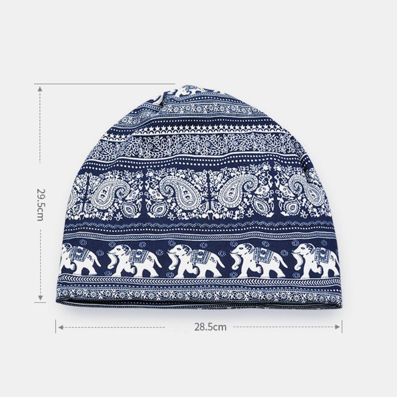 Mujeres Algodón Multiusos Impresión Beanie Cap Cuello Polaina Escudo Facial Sombreros Bandana