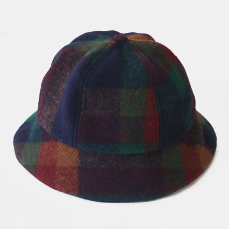 Mujeres Algodón Patchwock Plaids Pattern Vintage Casual Warm Bucket Hat