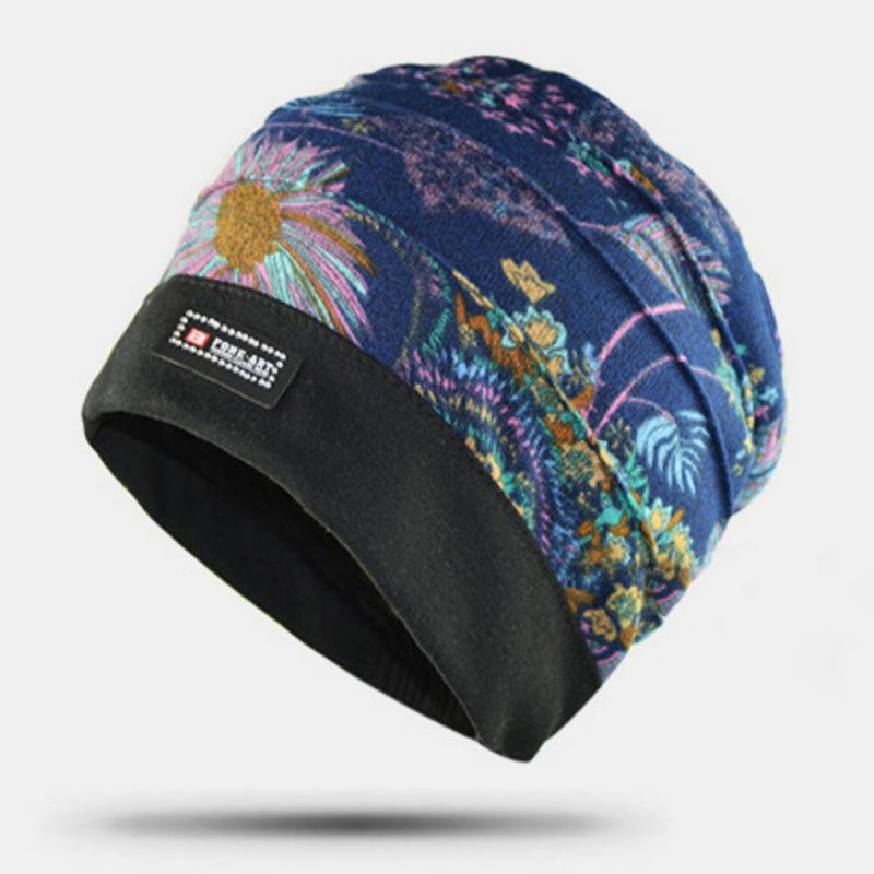 Mujeres Algodón Patrón Floral Moda Casual Transpirable Plisados Al Aire Libre Mantén Caliente Turbante Beanie