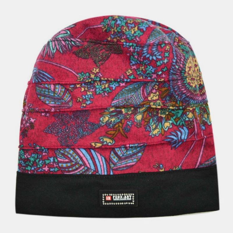 Mujeres Algodón Patrón Floral Moda Casual Transpirable Plisados Al Aire Libre Mantén Caliente Turbante Beanie