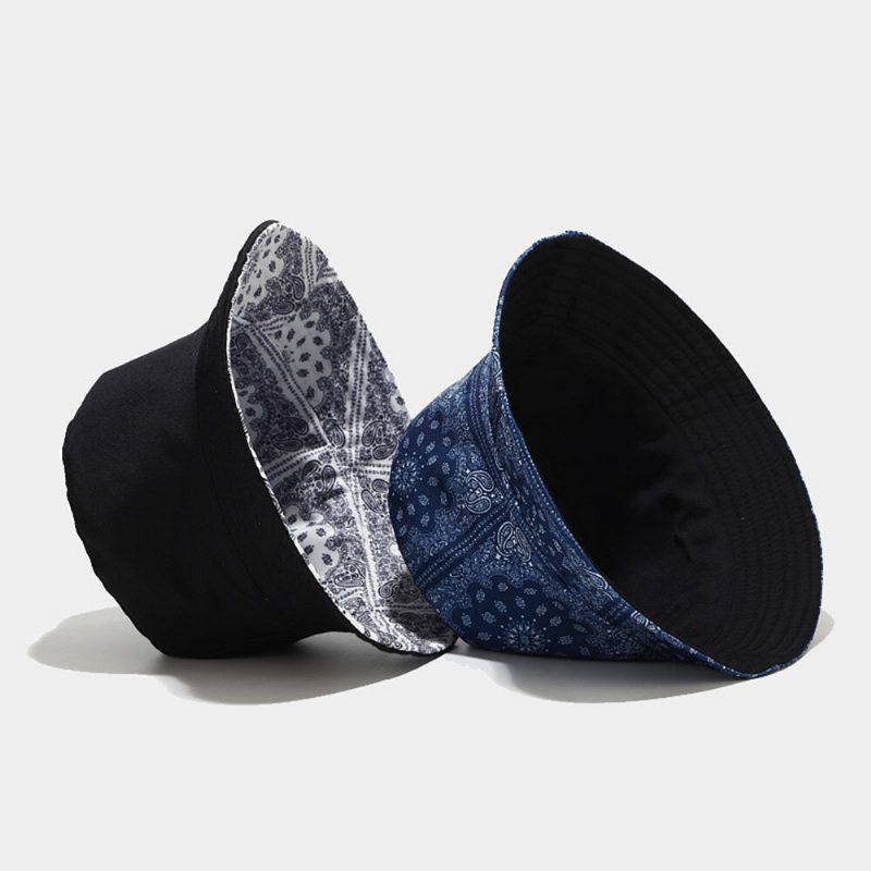 Mujeres De Doble Cara De Verano Protección Uv Anacardo Flor Patrón Bordado Casual Elegante Sombrero Para El Sol Sombrero De Cubo