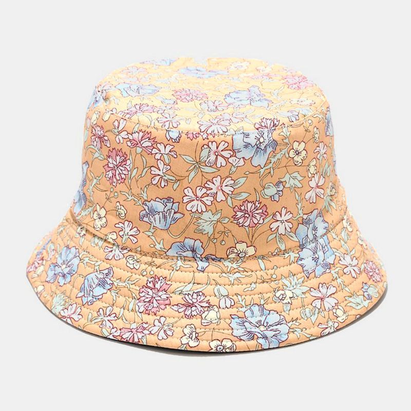 Mujeres De Doble Cara Verano Protección Uv Patrón Floral Casual Sombrero Para El Sol Al Aire Libre Sombrero De Cubo