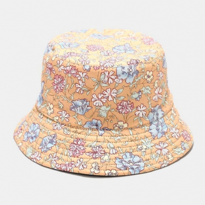 Mujeres De Doble Cara Verano Protección Uv Patrón Floral Casual Sombrero Para El Sol Al Aire Libre Sombrero De Cubo