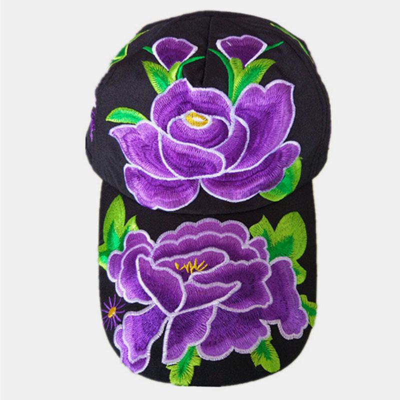 Mujeres Flor Bordado Protector Solar Sombrero Para El Sol Sombrero De Pato Gorra De Béisbol