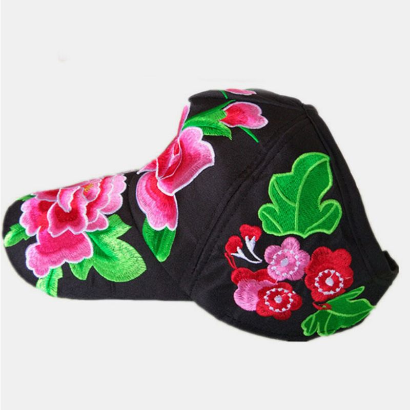 Mujeres Flor Bordado Protector Solar Sombrero Para El Sol Sombrero De Pato Gorra De Béisbol