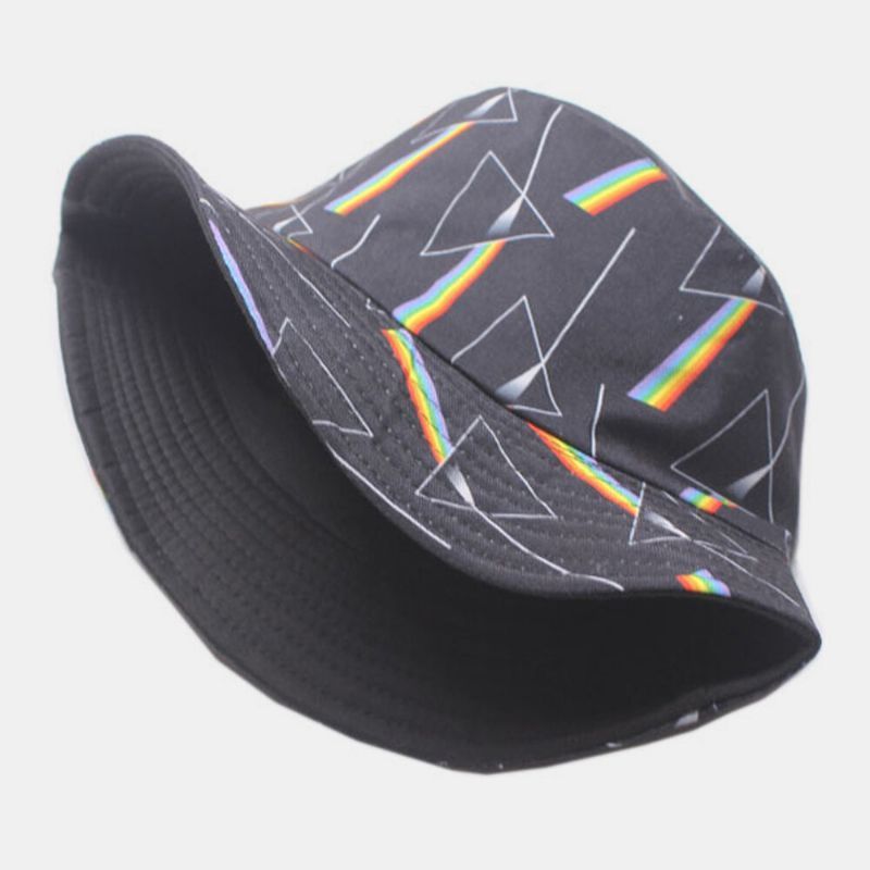 Mujeres Hombres Prisma Arco Iris Patrón De Refracción Sombrero De Cubo De Sombrilla Informal Al Aire Libre De Doble Cara