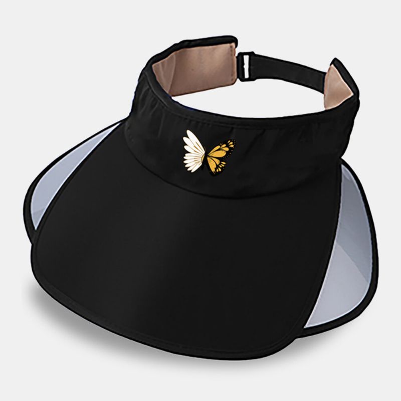 Mujeres Nylon Mariposa Patrón Anti-uv Visera Sombreros Gorra Superior Vacía Gorra De Béisbol