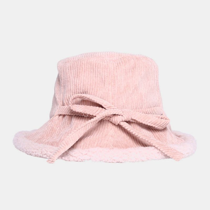 Mujeres Pana Cachemira Cálido Casual Moda Bowknot Sombrero De Viaje Sombrero De Cubo