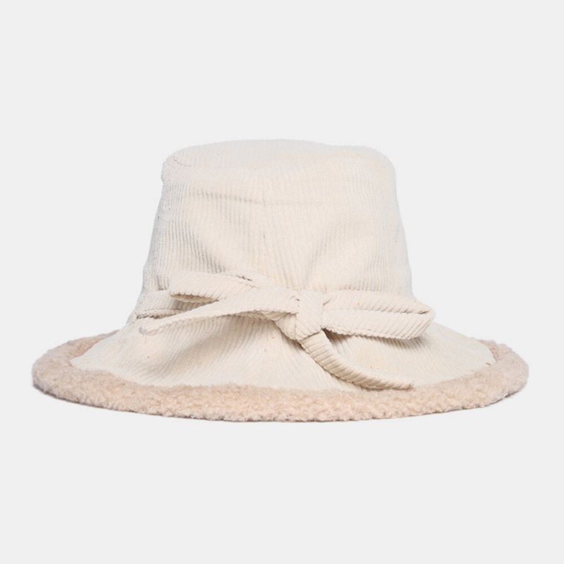 Mujeres Pana Cachemira Cálido Casual Moda Bowknot Sombrero De Viaje Sombrero De Cubo